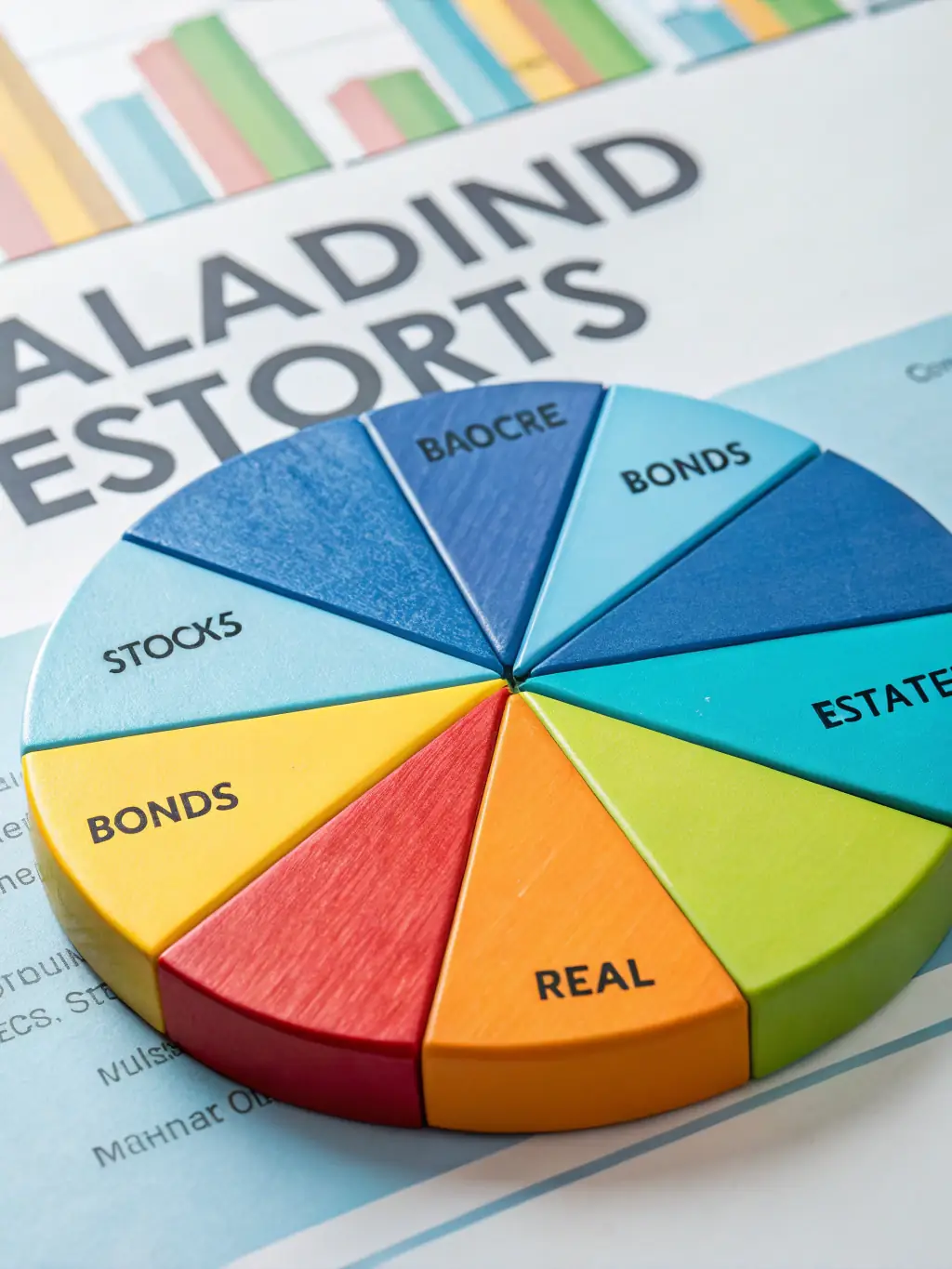 An image depicting a diverse portfolio chart with various asset classes, such as stocks, bonds, and real estate, illustrating the concept of portfolio diversification for IFSA's clients.